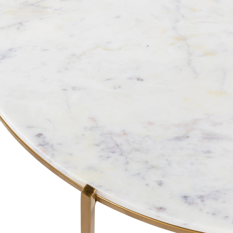 Modern handcrafted coffee table in marble and matte metal