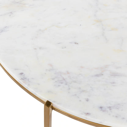 Modern handcrafted coffee table in marble and matte metal