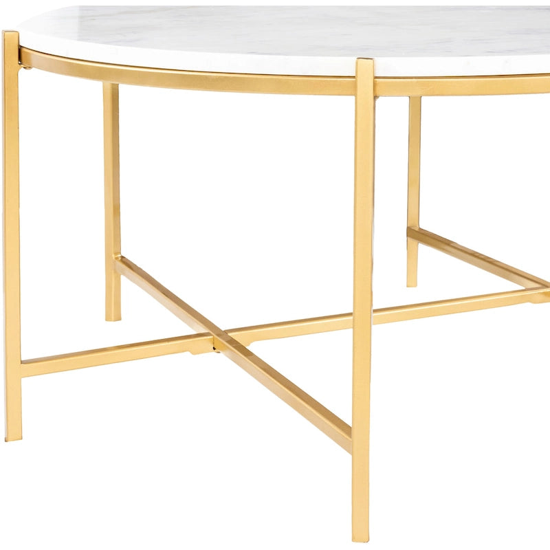 Modern handcrafted coffee table in marble and matte metal