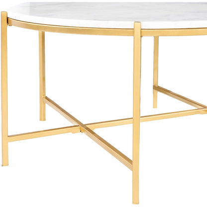 Modern handcrafted coffee table in marble and matte metal