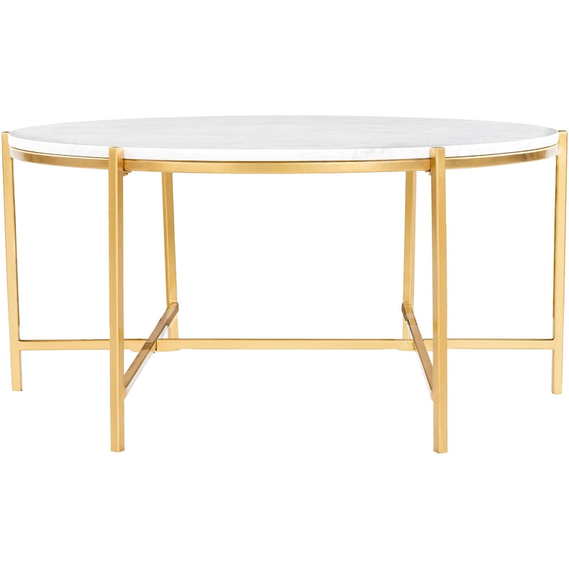 Modern handcrafted coffee table in marble and matte metal