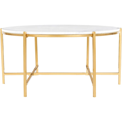 Modern handcrafted coffee table in marble and matte metal