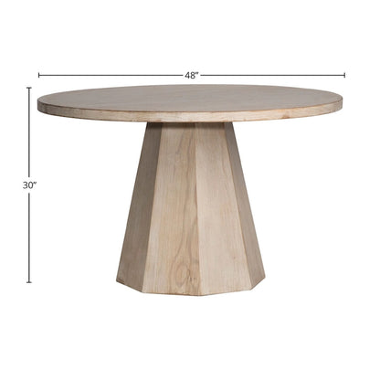 48-inch Round Reclaimed Pine Light Wash Pedestal Dining Table