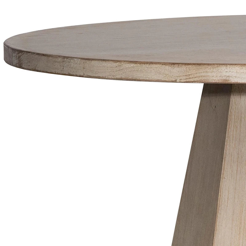 48-inch Round Reclaimed Pine Light Wash Pedestal Dining Table