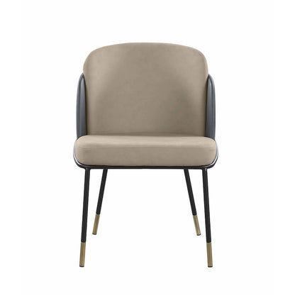 Two-Tone Gray Faux Leather Side Chair with Gold Accents, Set of 2 - Dining height