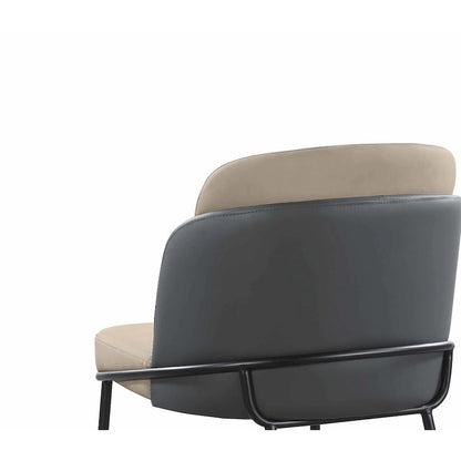 Two-Tone Gray Faux Leather Side Chair with Gold Accents, Set of 2 - Dining height