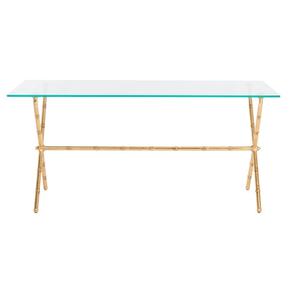 Gold/Silver Glass Top Metal Accent Side Table for 1 – 37.4" x 19.7" x 17"