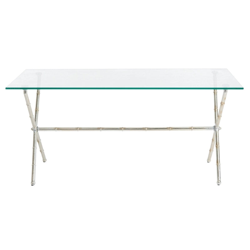 Gold/Silver Glass Top Metal Accent Side Table for 1 – 37.4" x 19.7" x 17"