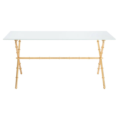 Gold/Silver Glass Top Metal Accent Side Table for 1 – 37.4" x 19.7" x 17"
