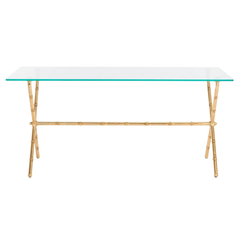 Gold/Silver Glass Top Metal Accent Side Table for 1 – 37.4" x 19.7" x 17"
