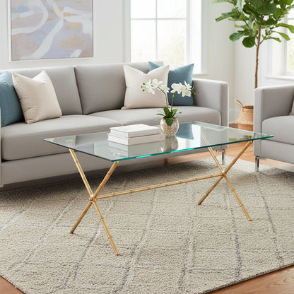 Gold/Silver Glass Top Metal Accent Side Table for 1 – 37.4" x 19.7" x 17"