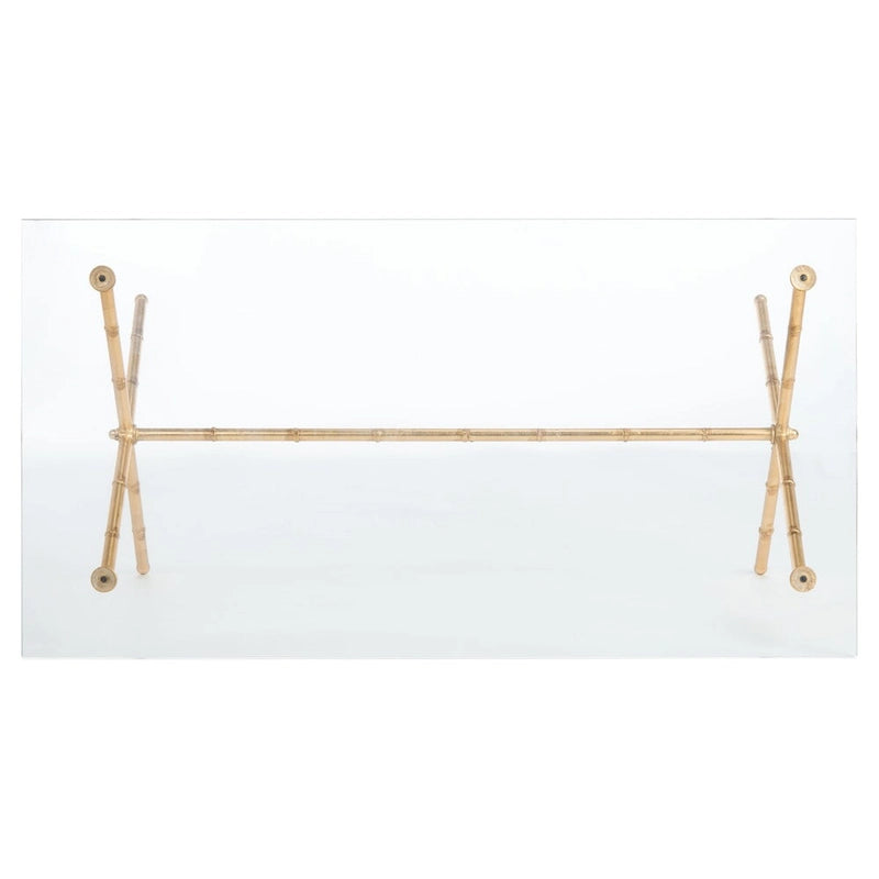 Gold/Silver Glass Top Metal Accent Side Table for 1 – 37.4" x 19.7" x 17"