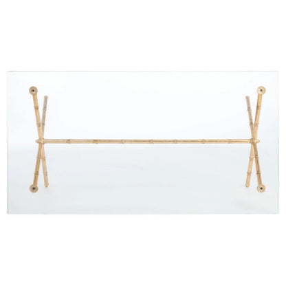 Gold/Silver Glass Top Metal Accent Side Table for 1 – 37.4" x 19.7" x 17"