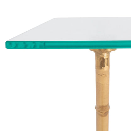 Gold/Silver Glass Top Metal Accent Side Table for 1 – 37.4" x 19.7" x 17"