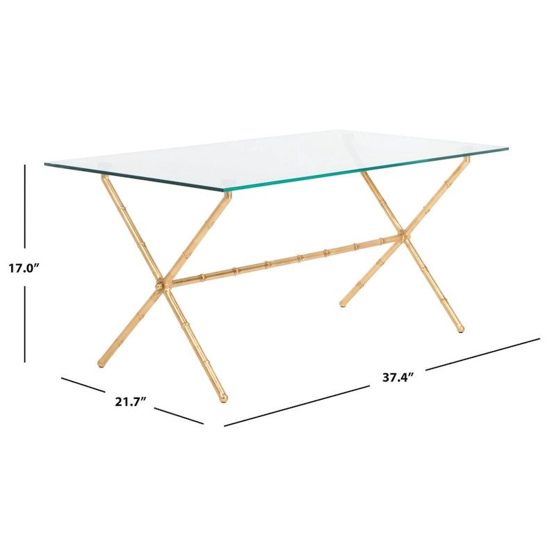 Gold/Silver Glass Top Metal Accent Side Table for 1 – 37.4" x 19.7" x 17"
