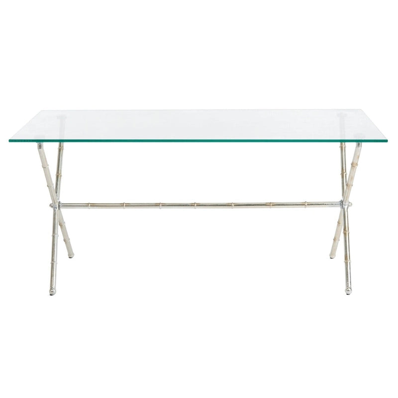 Gold/Silver Glass Top Metal Accent Side Table for 1 – 37.4" x 19.7" x 17"