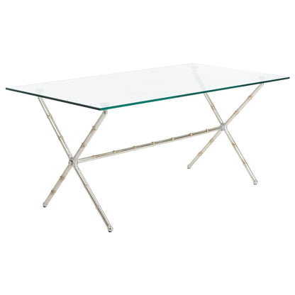 Gold/Silver Glass Top Metal Accent Side Table for 1 – 37.4" x 19.7" x 17"