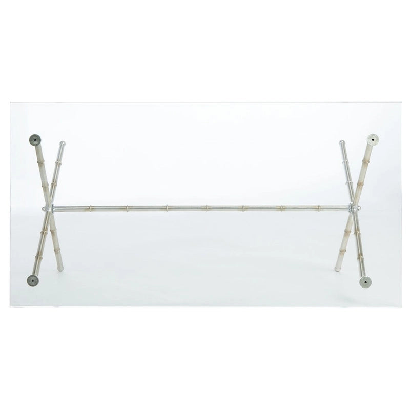 Gold/Silver Glass Top Metal Accent Side Table for 1 – 37.4" x 19.7" x 17"
