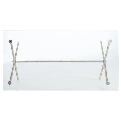 Gold/Silver Glass Top Metal Accent Side Table for 1 – 37.4" x 19.7" x 17"