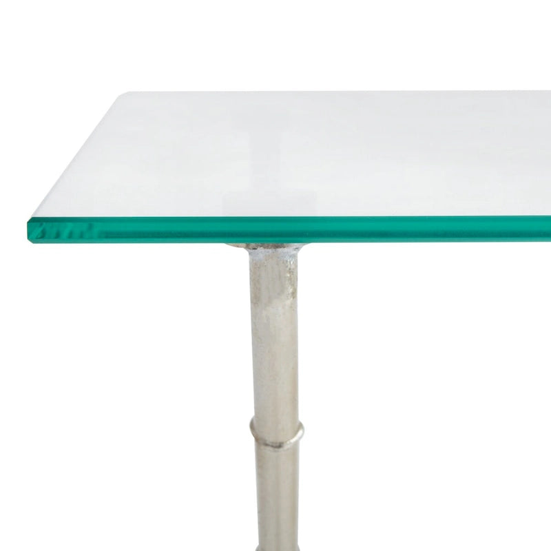 Gold/Silver Glass Top Metal Accent Side Table for 1 – 37.4" x 19.7" x 17"