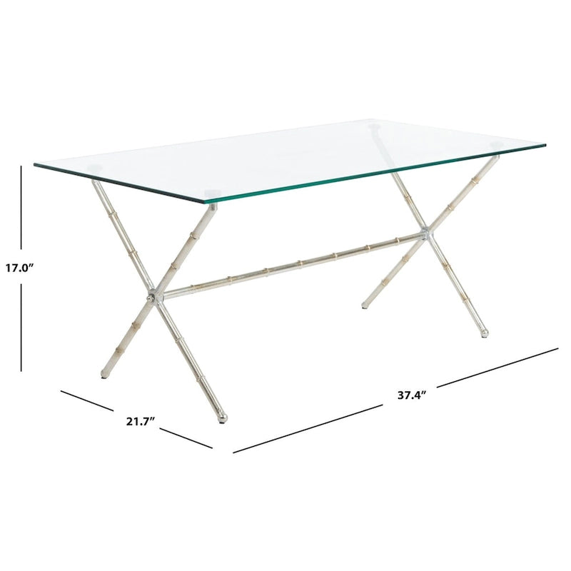 Gold/Silver Glass Top Metal Accent Side Table for 1 – 37.4" x 19.7" x 17"