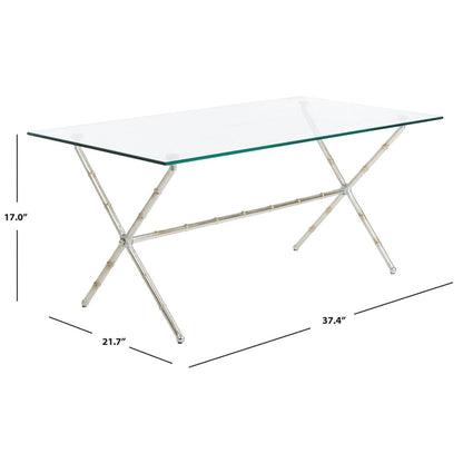 Gold/Silver Glass Top Metal Accent Side Table for 1 – 37.4" x 19.7" x 17"