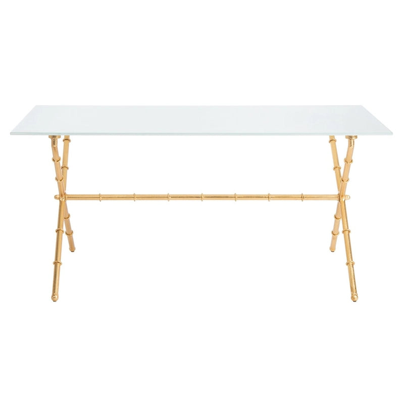 Gold/Silver Glass Top Metal Accent Side Table for 1 – 37.4" x 19.7" x 17"