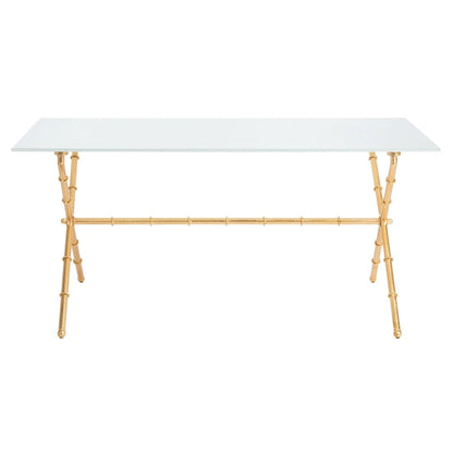 Gold/Silver Glass Top Metal Accent Side Table for 1 – 37.4" x 19.7" x 17"