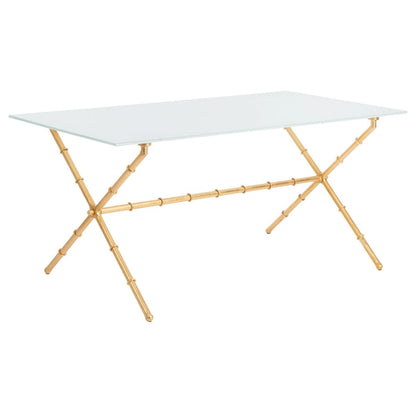 Gold/Silver Glass Top Metal Accent Side Table for 1 – 37.4" x 19.7" x 17"