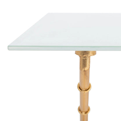 Gold/Silver Glass Top Metal Accent Side Table for 1 – 37.4" x 19.7" x 17"