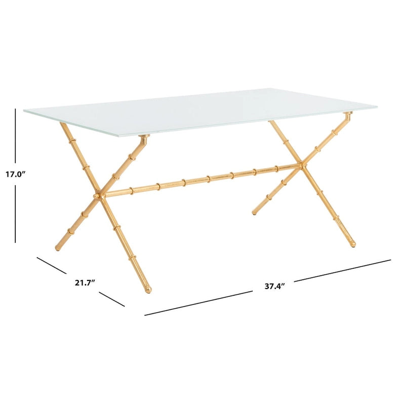 Gold/Silver Glass Top Metal Accent Side Table for 1 – 37.4" x 19.7" x 17"