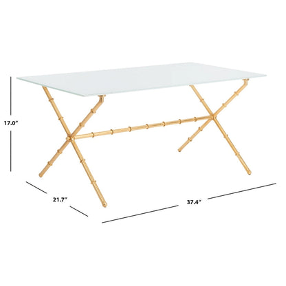 Gold/Silver Glass Top Metal Accent Side Table for 1 – 37.4" x 19.7" x 17"