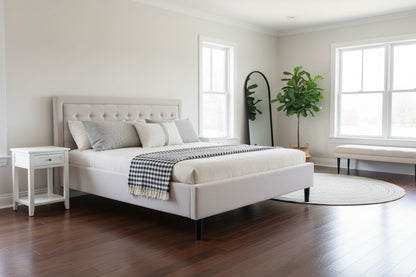 Mist Beige Linen Platform King Bedroom Set – 2 or 3-Piece