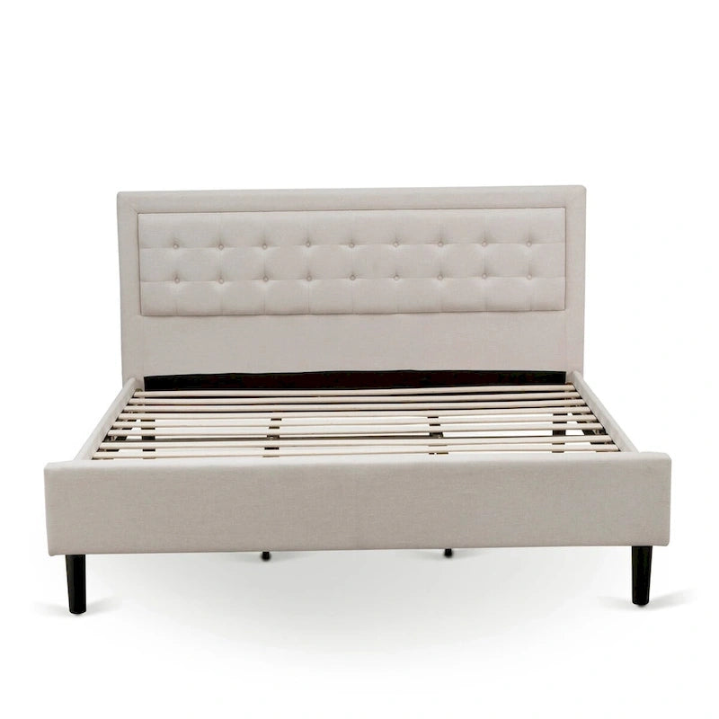 Mist Beige Linen Platform King Bedroom Set – 2 or 3-Piece