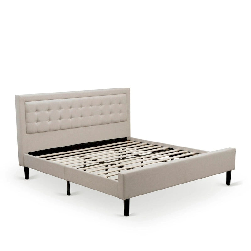 Mist Beige Linen Platform King Bedroom Set – 2 or 3-Piece