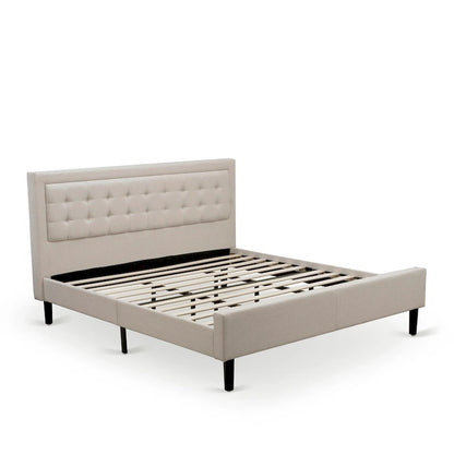 Mist Beige Linen Platform King Bedroom Set – 2 or 3-Piece
