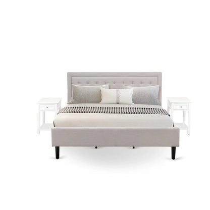Mist Beige Linen Platform King Bedroom Set – 2 or 3-Piece