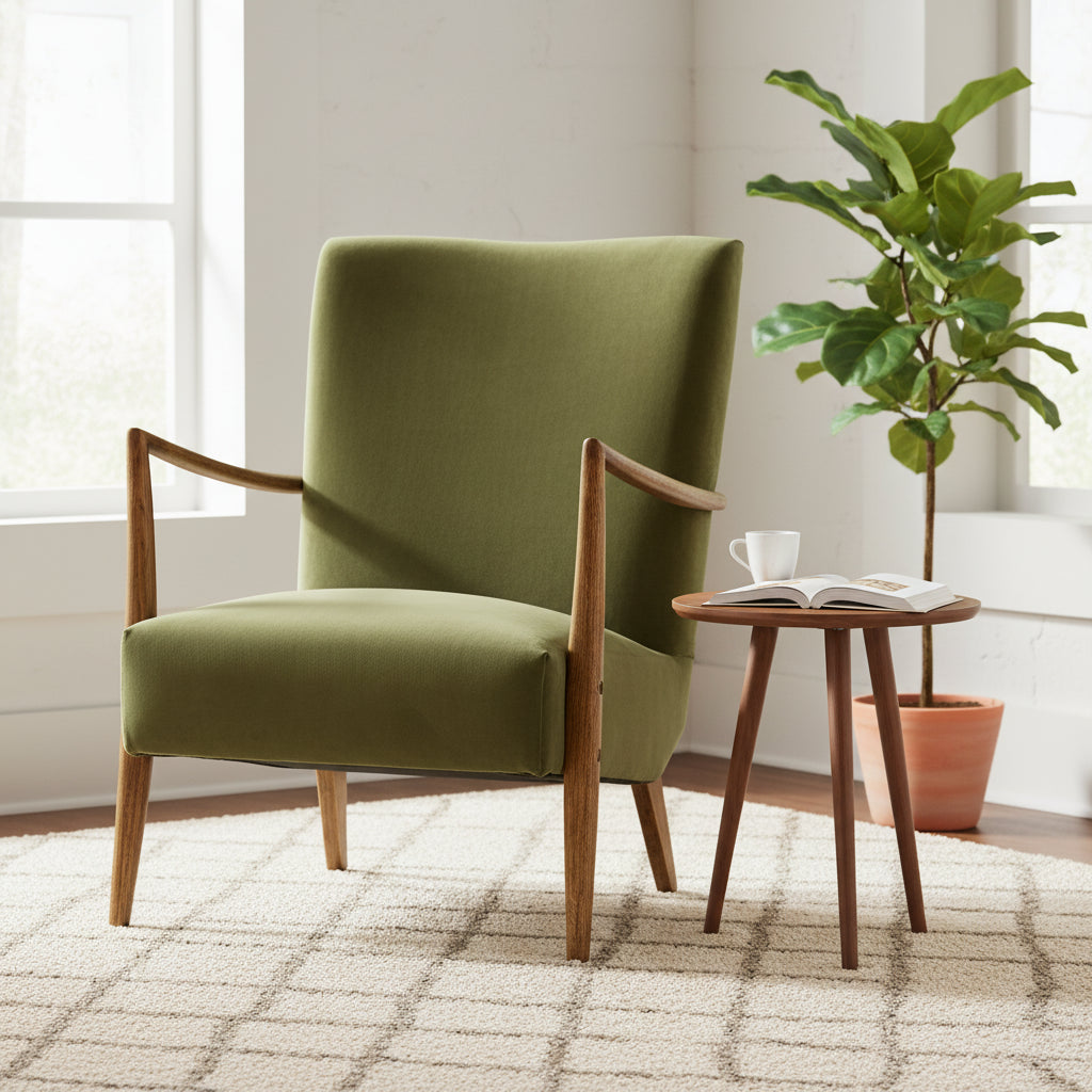Burlington Polyester Velvet Upholstered Occasional Chair, Olive Green