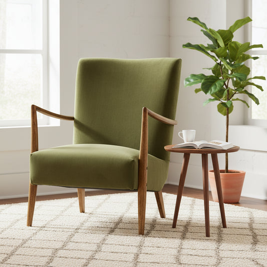 Burlington Polyester Velvet Upholstered Occasional Chair, Olive Green