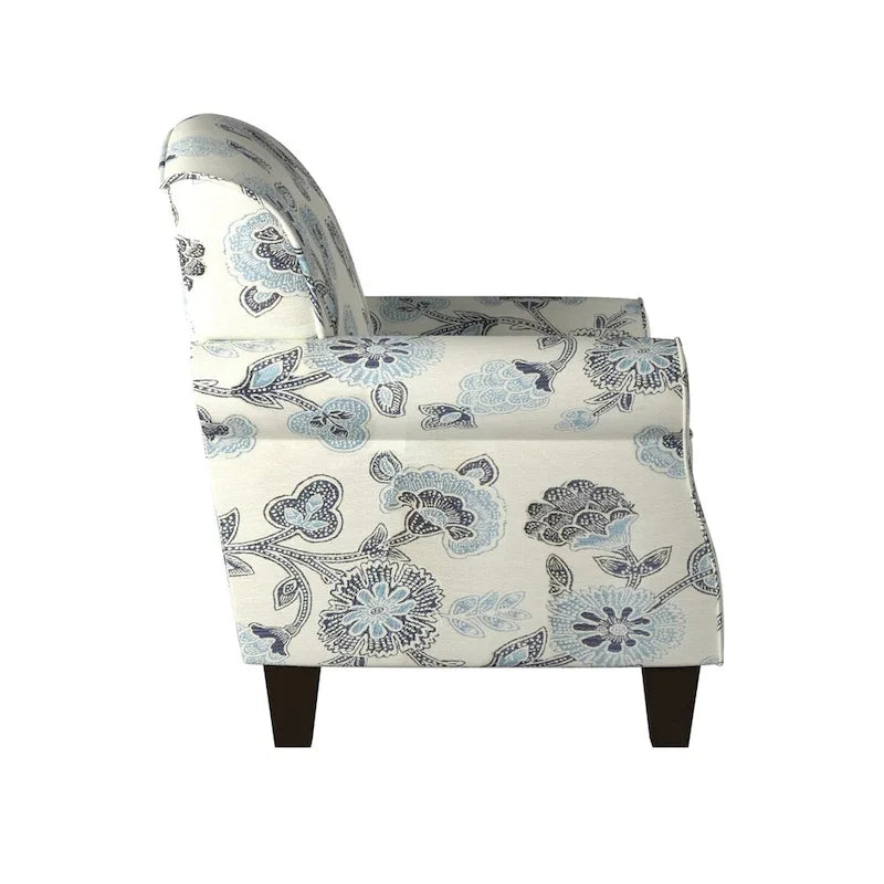 Cream and blue upholstered chairs