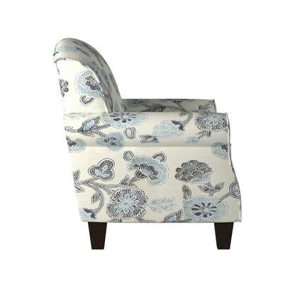 Cream and blue upholstered chairs