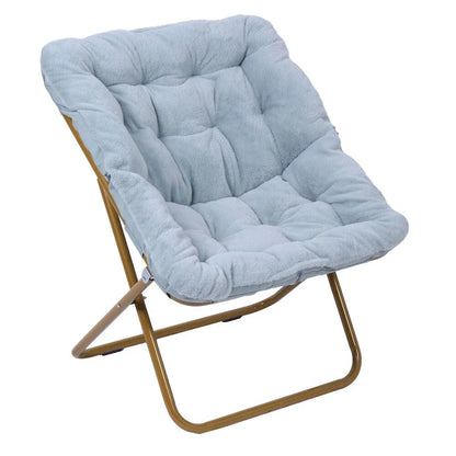 Folding Synthetic Fur Oversized Saucer Chair with Steel Frame