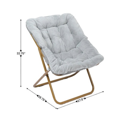 Folding Synthetic Fur Oversized Saucer Chair with Steel Frame