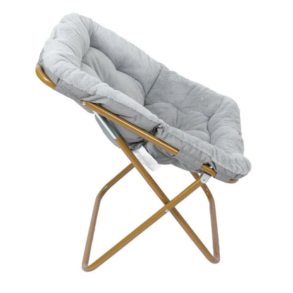 Folding Synthetic Fur Oversized Saucer Chair with Steel Frame