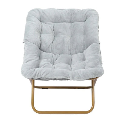 Folding Synthetic Fur Oversized Saucer Chair with Steel Frame