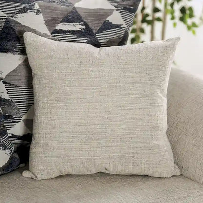 Traditional light gray chenille upholstered roll-up armchair
