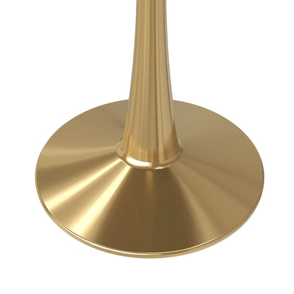 31 Round Dining Table for 4 with MDF Wood Tabletop in Gold Steel Base for Kitchen & Dining Room