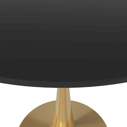 31 Round Dining Table for 4 with MDF Wood Tabletop in Gold Steel Base for Kitchen & Dining Room