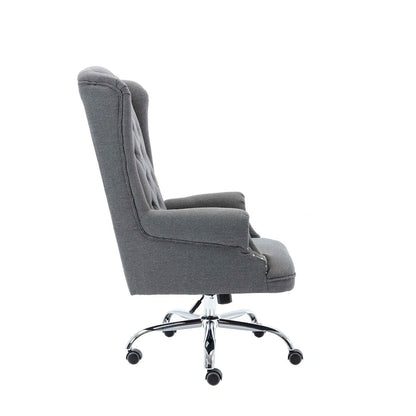 Wingback Office Chair For Desk, Linen Upholstery