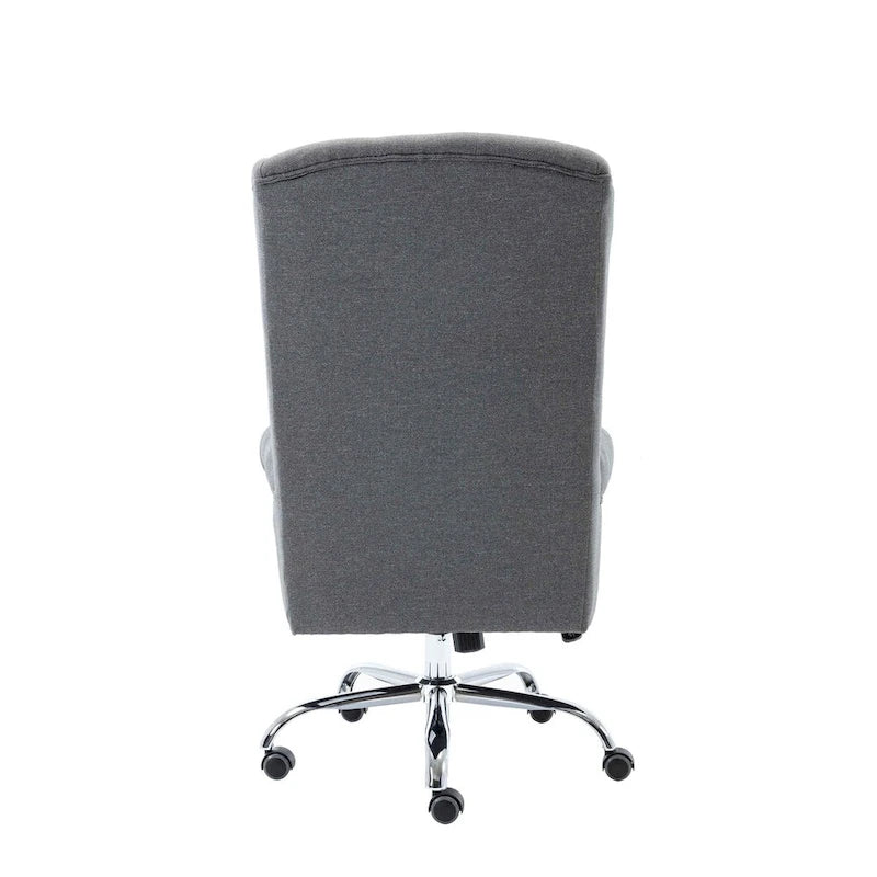 Wingback Office Chair For Desk, Linen Upholstery